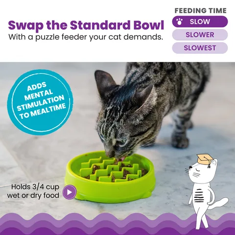 Catstages Kitty Slow Feeder 貓咪慢食碗（綠／S） 2