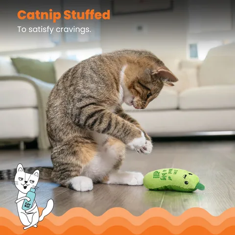 Catstages Kicker 香脆醃黃瓜造型貓草玩具（綠） 3