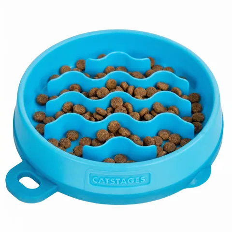 Catstages Kitty Slow Feeder – Blue, Small