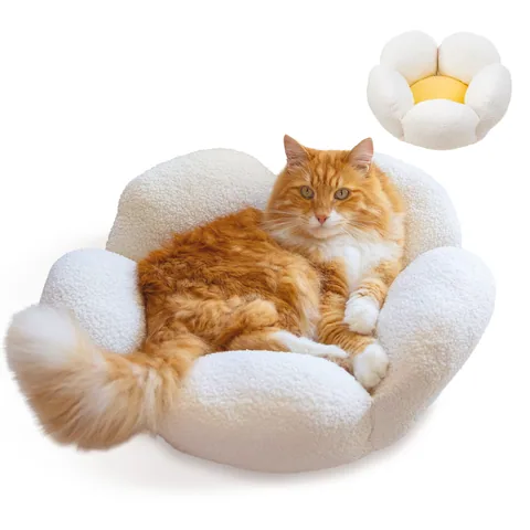 Catstages Purrfect Petals Cat Bed – White, 53 cm