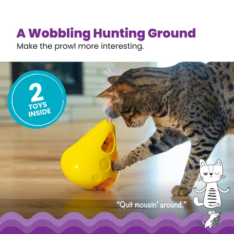 Catstages Mousin' Around Wobble Wedge 貓咪搖擺追鼠玩具（黃） 2