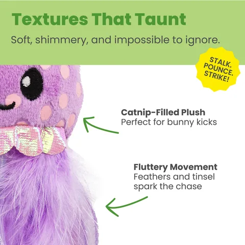 Catstages Glow N' Pounce 章魚造型踢咬貓玩具（紫） 3