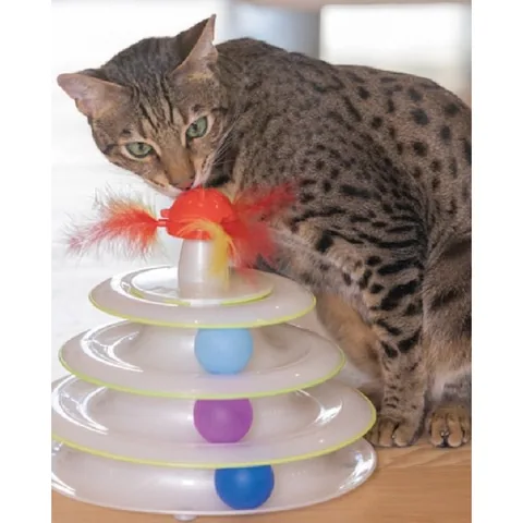 繽紛旋轉軌道球 Catstages Tower of Tracks 白色四層貓咪互動玩具 2