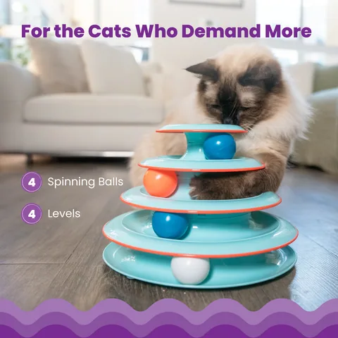 Catstages Chase Meowtain 四層旋轉軌道球｜貓咪互動玩具 5