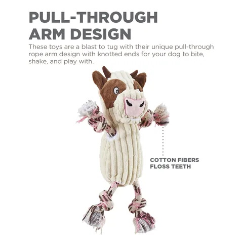 Charming Pet Ranch Roperz Cow Dog Toy – White, Small 4
