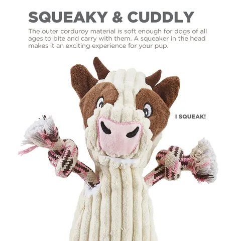 Charming Pet Ranch Roperz Cow Dog Toy – White, Small 5