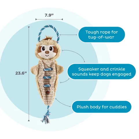 Charming Pet Ropes-A-Go-Go Sloth 樹懶造型繩結玩具（棕） 3