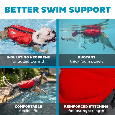 Outward Hound Dawson Swim 犬用救生衣（紅／M） 4