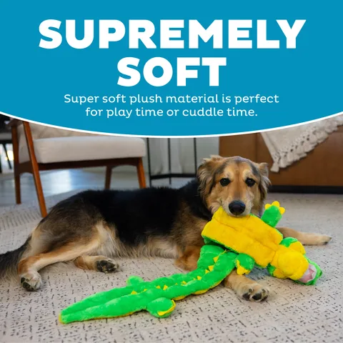 Outward Hound Squeaker Matz 鱷魚扁平發聲玩具（綠／XXL） 4
