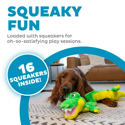 Outward Hound Squeaker Matz 鱷魚扁平發聲玩具（綠／XL） 2