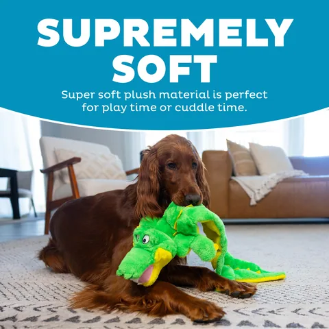Outward Hound Squeaker Matz 鱷魚扁平發聲玩具（綠／XL） 4