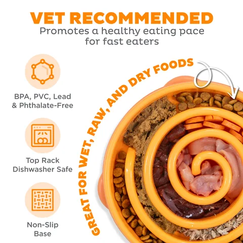 Outward Hound Fun Feeder Swirl 慢食碗（橘／L） 3