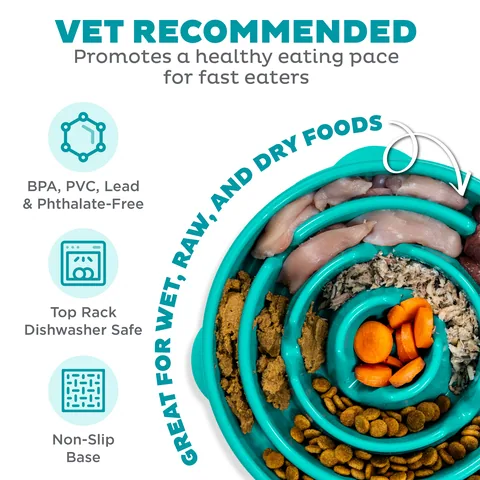 Outward Hound Fun Feeder Drop 慢食碗（松石綠／L） 3