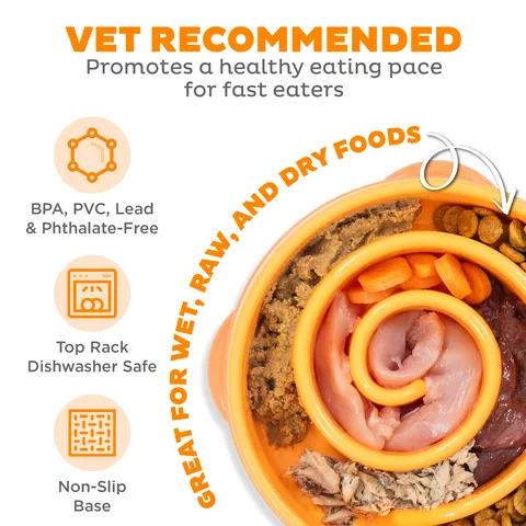 Outward Hound Fun Feeder Swirl 慢食碗（橘／M） 3