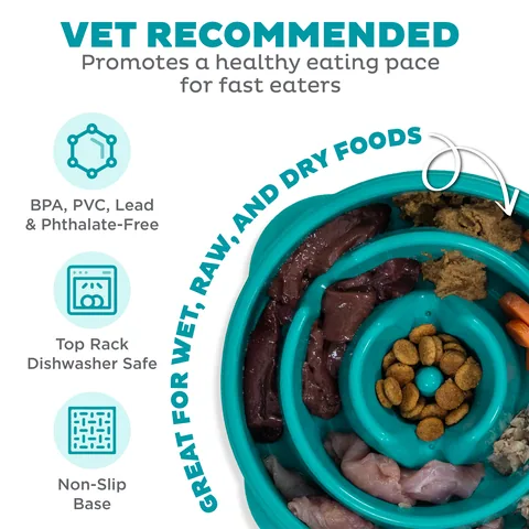 Outward Hound Fun Feeder Drop 慢食碗（松石綠／M） 3