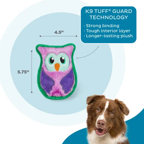 Outward Hound Durablez 貓頭鷹造型耐咬絨毛玩具（紫／XS） 3