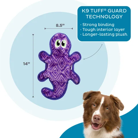 Outward Hound Durablez 壁虎造型耐咬絨毛玩具（紫／M） 3