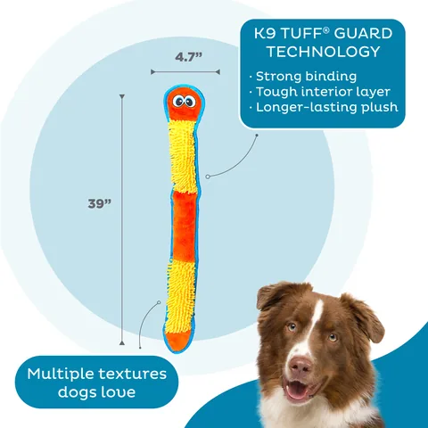Outward Hound Durablez Nubby 顆粒蛇造型耐咬絨毛玩具（橘／XL） 3