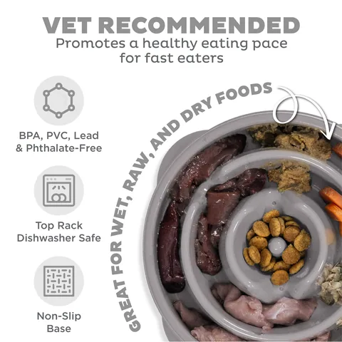 Outward Hound Fun Feeder Drop 慢食碗（灰／M） 3