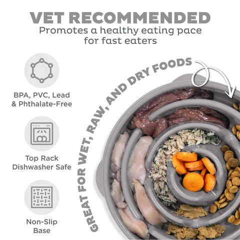Outward Hound Fun Feeder Drop 慢食碗（灰／L） 3