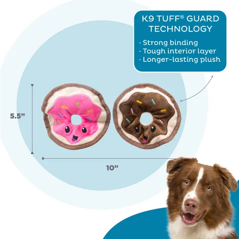 Outward Hound Durablez 甜甜圈造型耐玩絨毛玩具 2 入組（多色／XS） 3