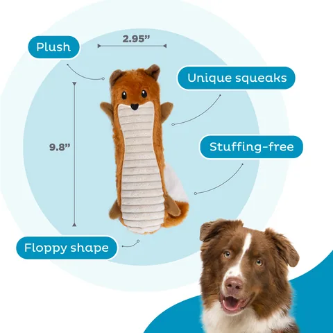 Outward Hound Stuffing-Free Big Squeak 狐狸造型不含棉玩偶（橘／M） 3