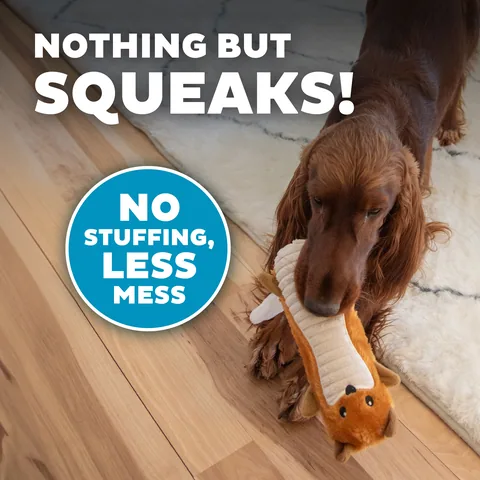 Outward Hound Stuffing-Free Big Squeak 狐狸造型不含棉玩偶（橘／M） 4
