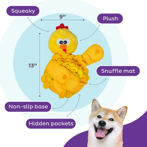 Outward Hound Snuffle Palz Chicken Dog Toy – Yellow, Large 3