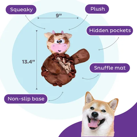 Outward Hound Snuffle Palz 牛造型嗅聞益智玩具（棕／L） 3