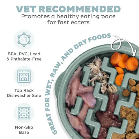Outward Hound Fun Feeder Notch 刻痕慢食碗（鼠尾草綠／M） 3