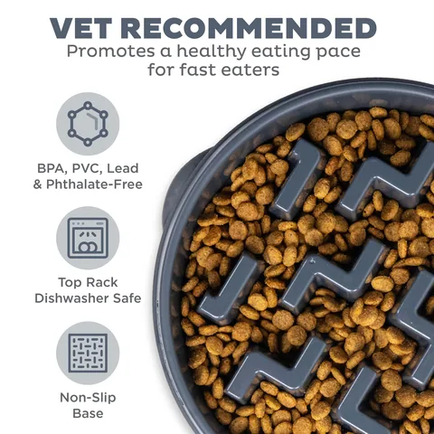 Outward Hound Fun Feeder Notch 刻痕慢食碗（碳灰／L） 3