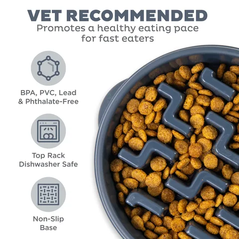 Outward Hound Fun Feeder Notch 刻痕慢食碗（碳灰／M） 3