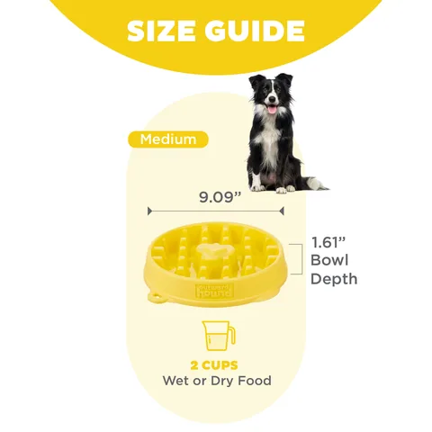 Outward Hound Fun Feeder Waffle 格紋慢食碗（黃／M） 5