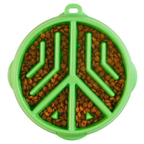 Outward Hound Fun Feeder Peace – Green, Medium