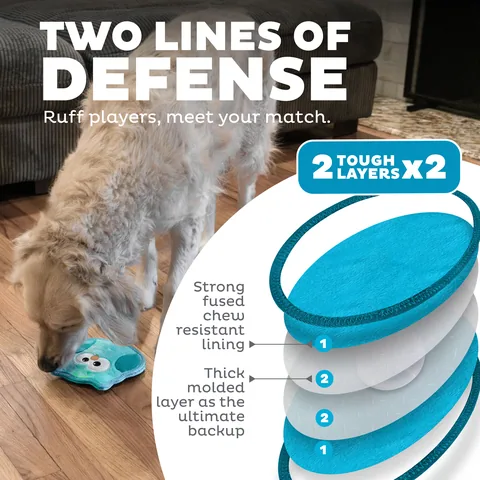 Outward Hound Tough Skinz Owl Dog Toy – Turquoise, Small 2