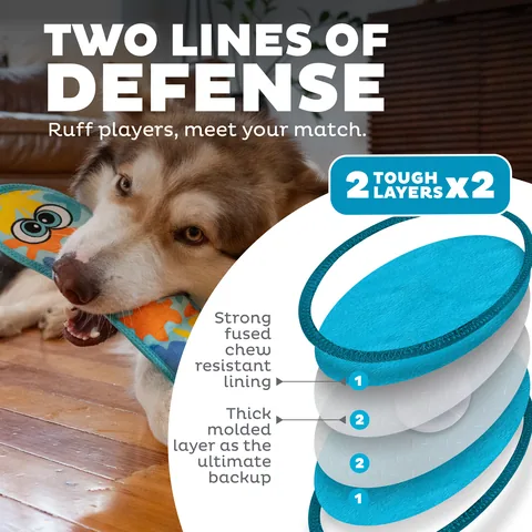 Outward Hound Tough Skinz 蛇造型耐咬絨毛玩具（藍／L） 2