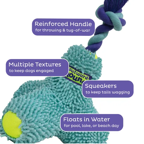 Outward Hound FlyFetch Rope Tug 拔河繩結玩具（藍／M） 3