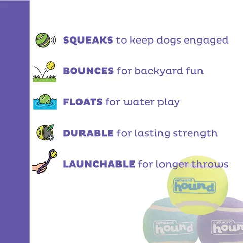 Outward Hound FlyFetch Squeaker Ballz 發聲網球 3 入組（多色／M） 3