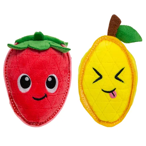 Outward Hound Xtreme Seamz Lemon/Strawberry Dog Toy – Small, 2-Pack