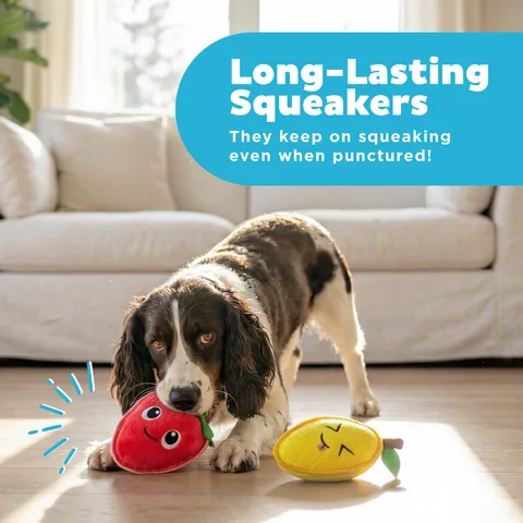 Outward Hound Xtreme Seamz 檸檬／草莓造型狗玩具 2入組（多色／S） 5