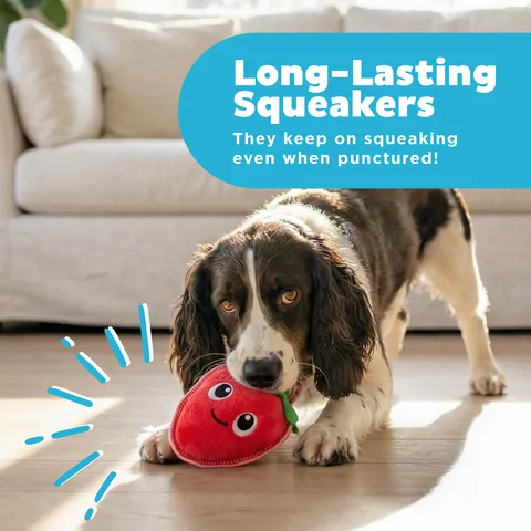 Outward Hound Xtreme Seamz Strawberry Dog Toy – Red, Small 5