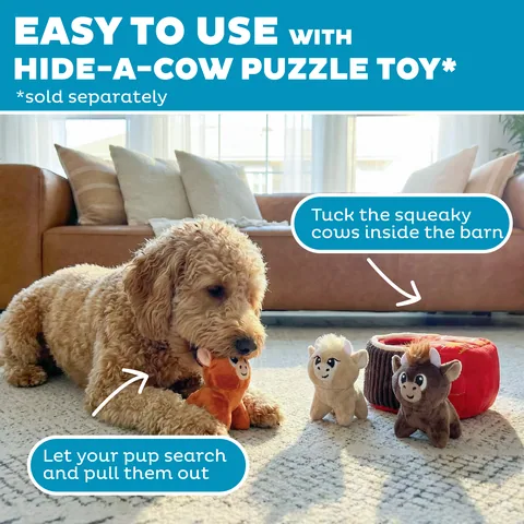 Outward Hound Squeakin' Cows 高地牛造型發聲狗玩具 3入組（多色） 4