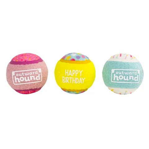 Outward Hound Birthday Squeaker Balls – Multicolor, Medium, 3-Pack