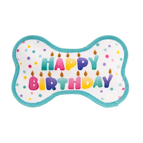 Outward Hound Tough Skinz Birthday Bone Dog Toy – Multicolor, Medium