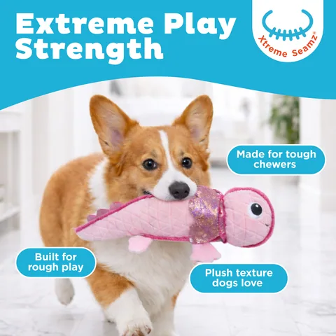 Outward Hound Xtreme Seamz 六角恐龍造型狗玩具（粉／M） 2