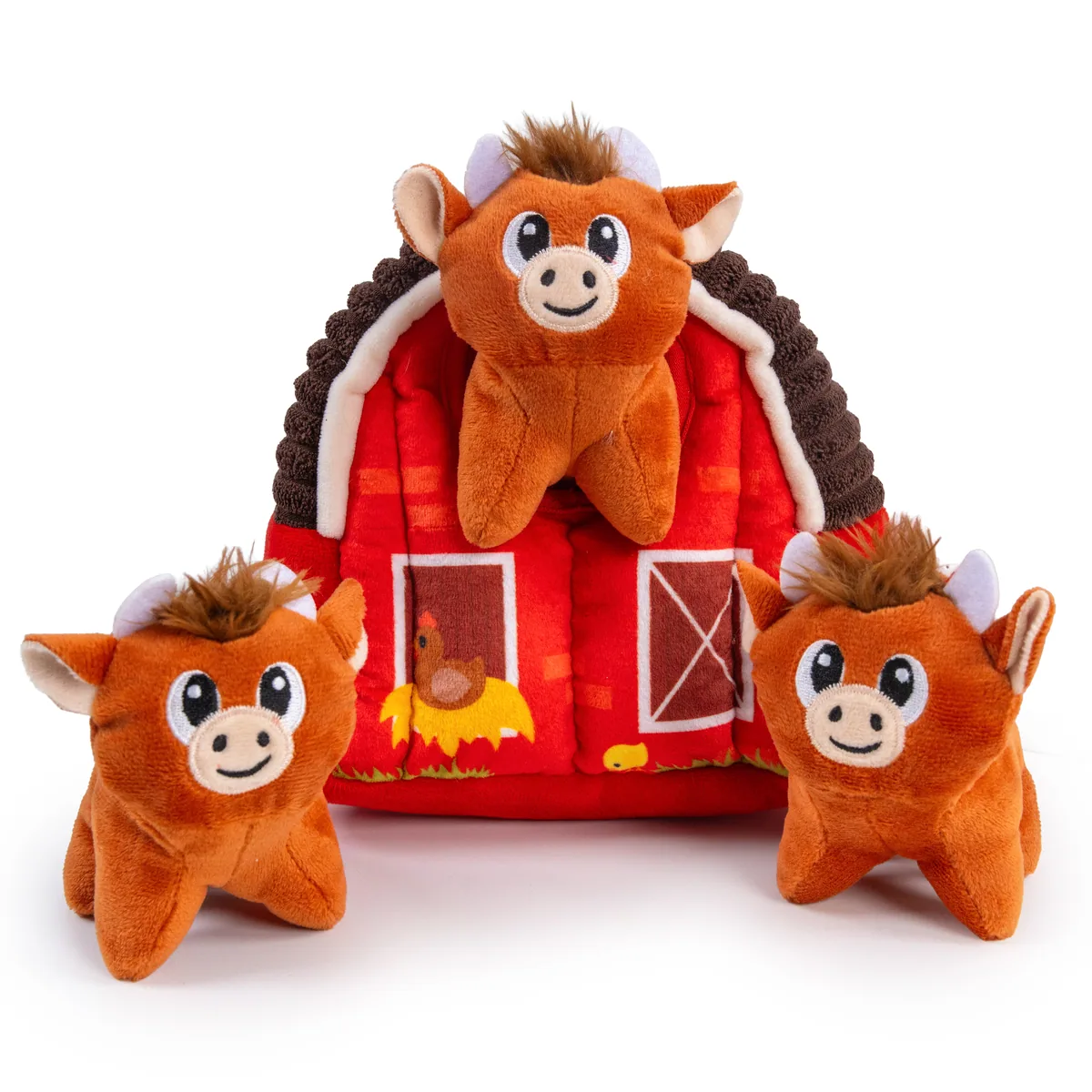 Outward Hound Hide-A-Cow 藏牛穀倉益智狗玩具（棕／M）