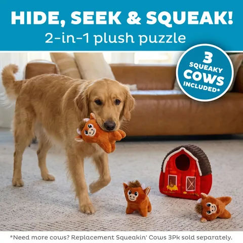 Outward Hound Hide-A-Cow 藏牛穀倉益智狗玩具（棕／M） 2