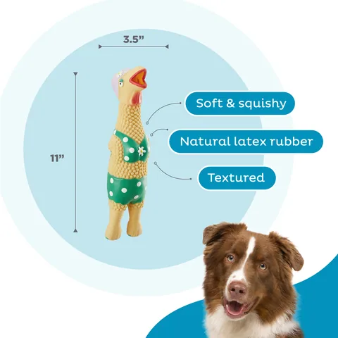 Outward Hound Squawkers Grandma Hippie Chick 泳裝雞造型發聲狗玩具（卡其／L） 3