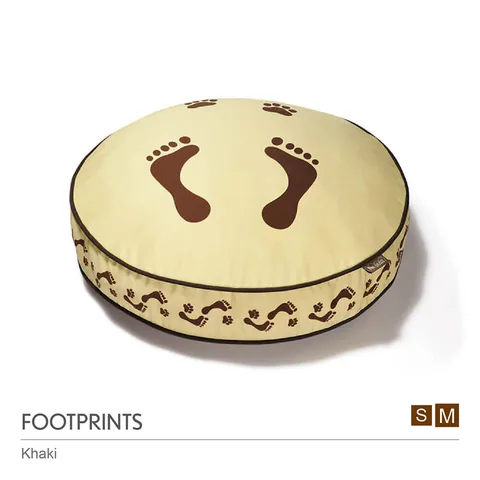 P.L.A.Y. Footprints Round Bed 腳印足跡圓床 鋼藍 卡其 3
