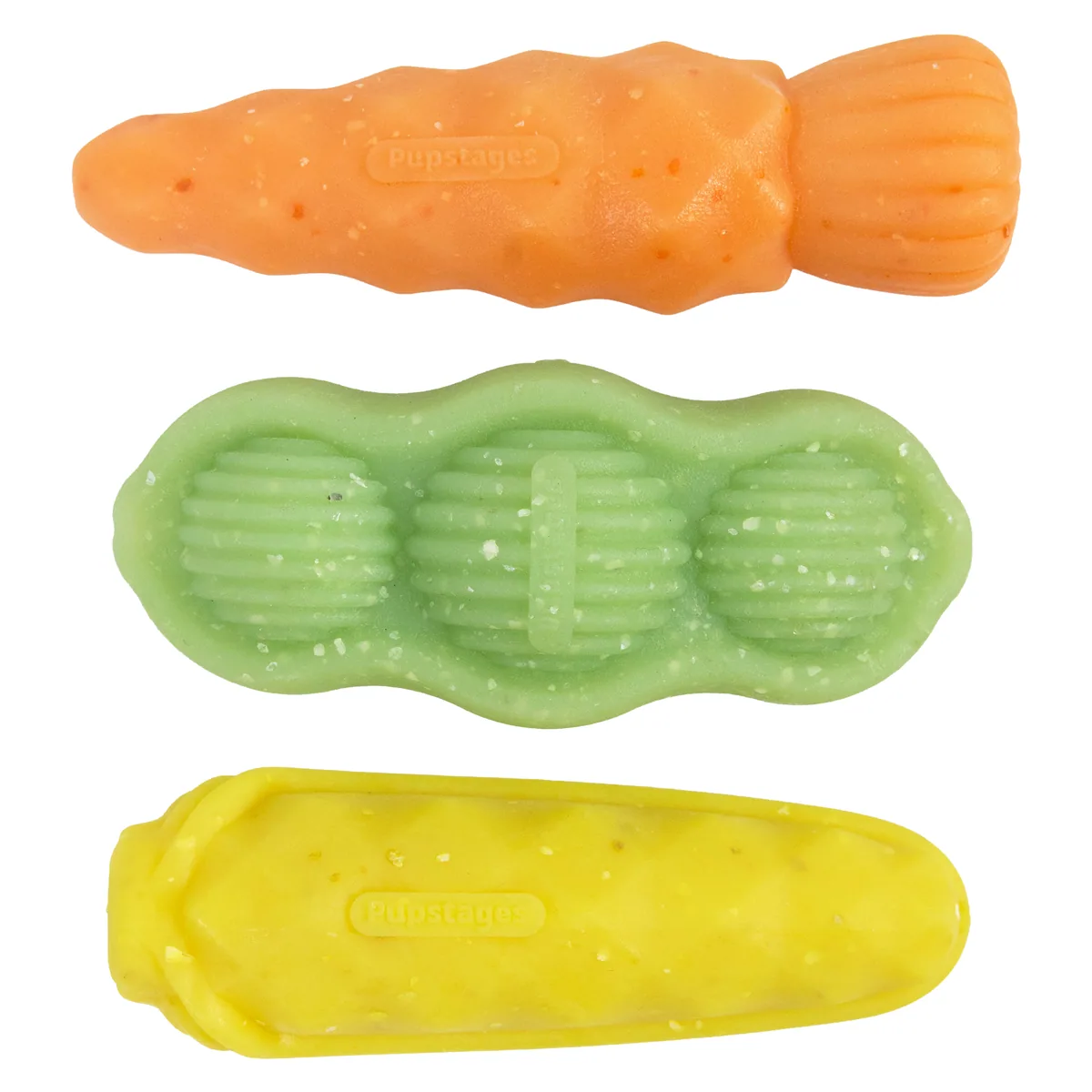 Pupstages Flex-Force Veggie Dog Toy – Multicolor, Small, 3-Pack